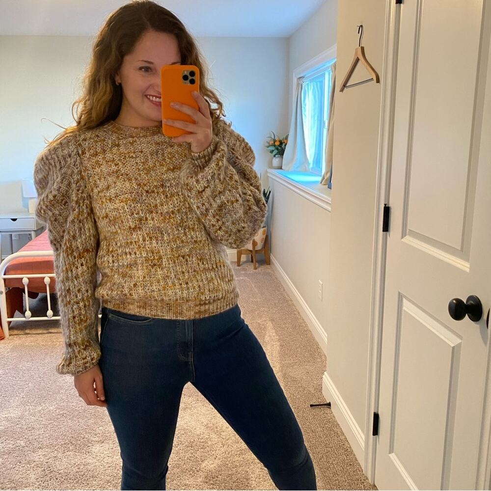 NWT Ulla Johnson Marled Wool Puff Sleeve Handmade Sweater M/L - Picture 3 of 16